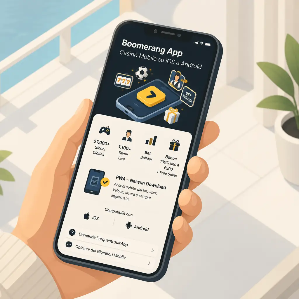 Boomerang App: Casinò Mobile su iOS e Android visual guide for Boomerang Casino